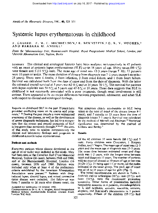 (PDF) Systemic lupus erythematosus in childhood | Paul Demarco ...