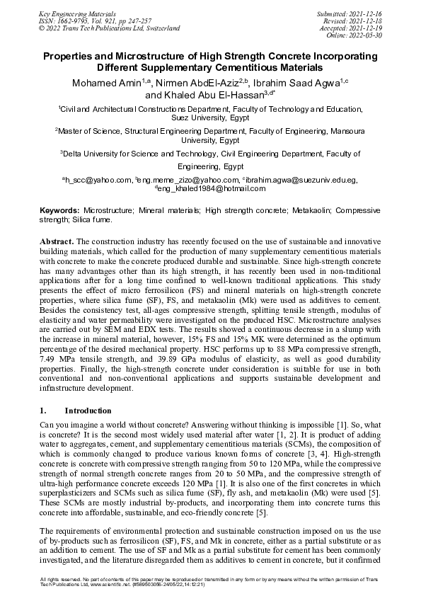 (PDF) Properties and Microstructure of High Strength Concrete ...