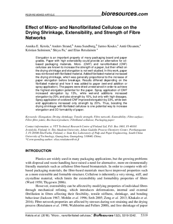 (PDF) Effect of micro- and nanofibrillated cellulose on the drying ...