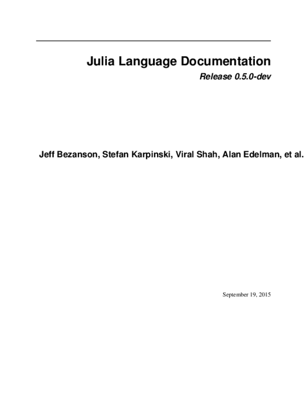 (PDF) Contents I The Julia Manual 1