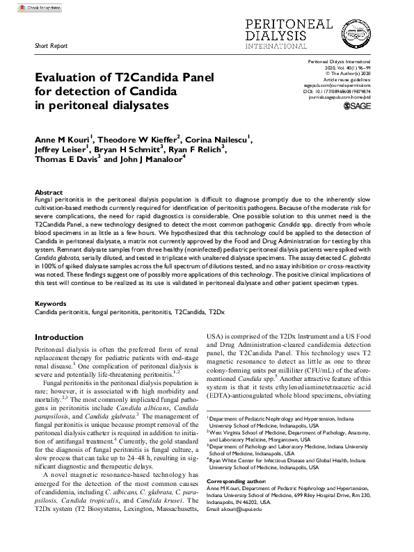 (PDF) Evaluation of T2Candida Panel for detection of Candida in ...