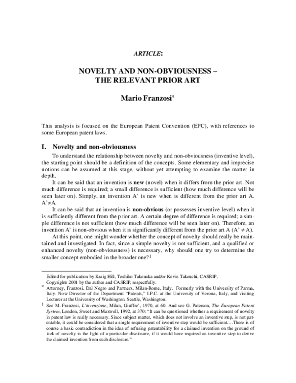 (PDF) Novelty and Non-Obviousness