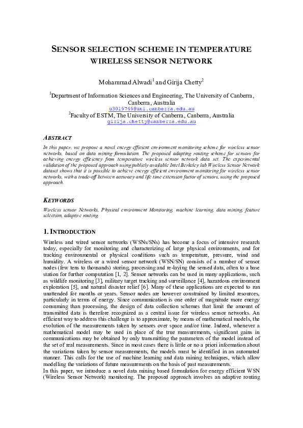 (PDF) Sensor Selection Scheme In Temperature Wireless Sensor Network