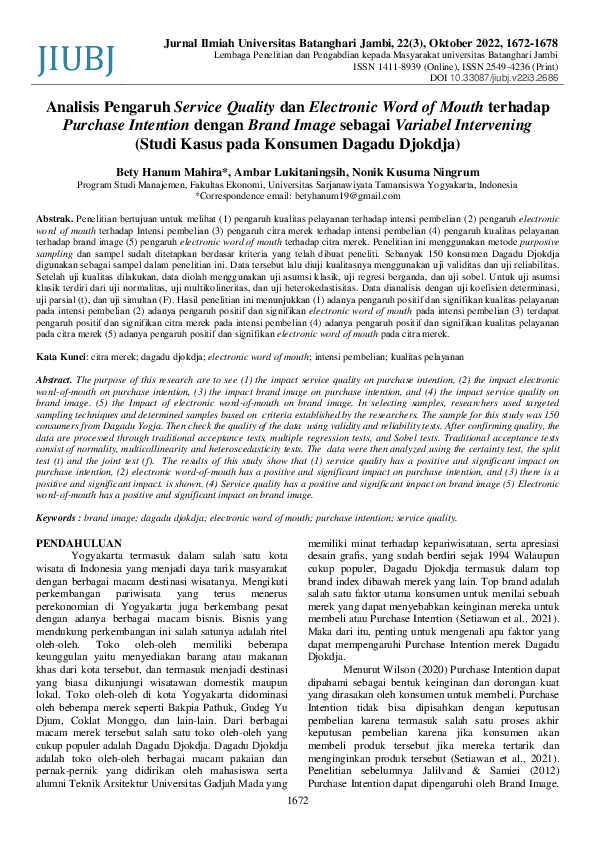 (PDF) Analisis Pengaruh Service Quality dan Electronic Word of Mouth ...