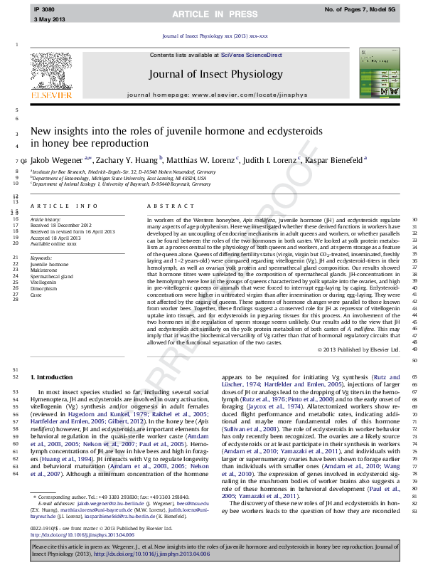 (PDF) New insights into the roles of juvenile hormone and ecdysteroids ...