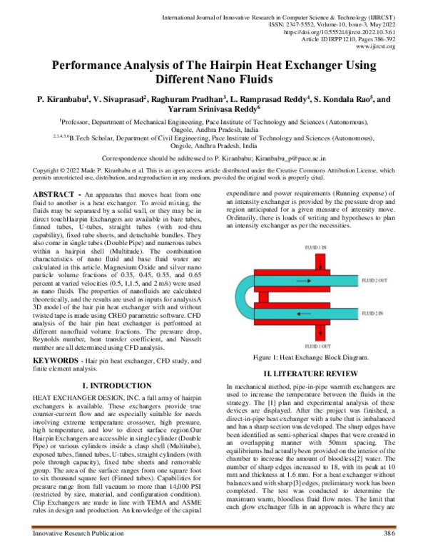 (PDF) Performance Analysis of The Hairpin Heat Exchanger Using ...