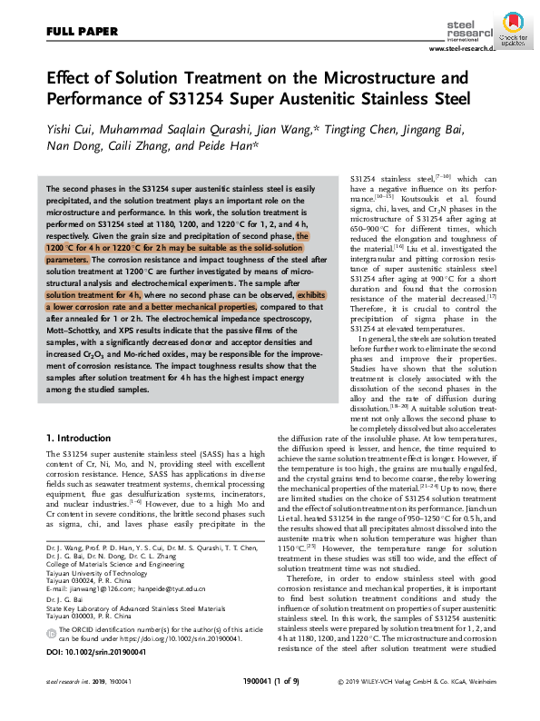 (PDF) Effect of Solution Treatment on the Microstructure and ...