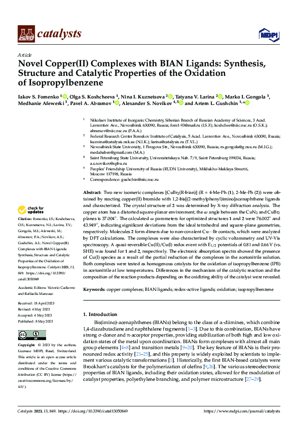 (PDF) Novel Copper(II) Complexes with BIAN Ligands: Synthesis ...