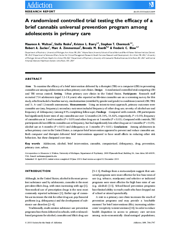 (PDF) A randomized controlled trial testing the efficacy of a brief ...