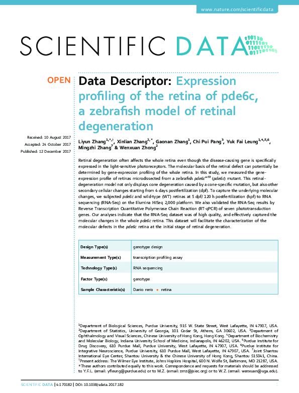 (PDF) Expression profiling of the retina of pde6c, a zebrafish model of ...