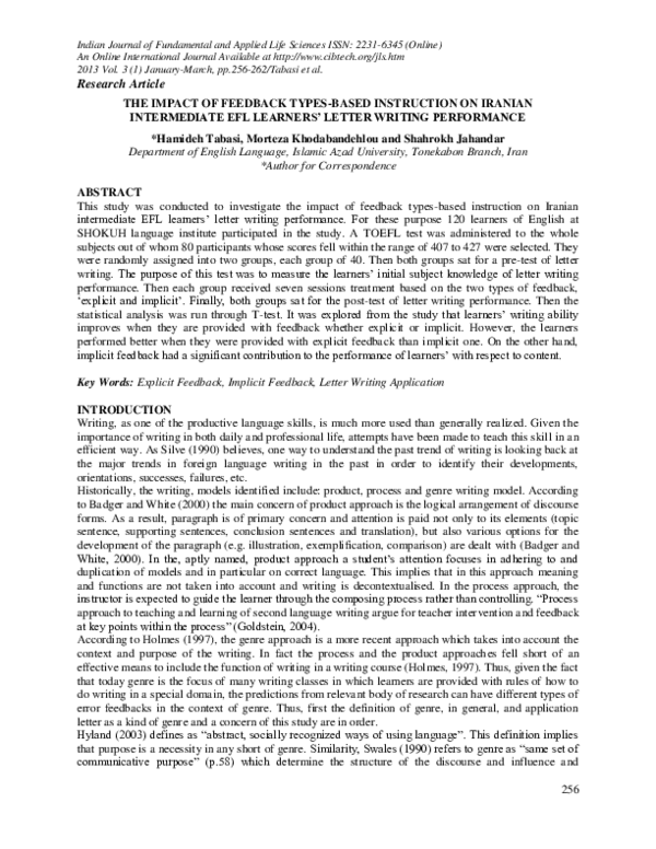 (PDF) The Impact of Feedback Types-Based Instruction on Iranian ...
