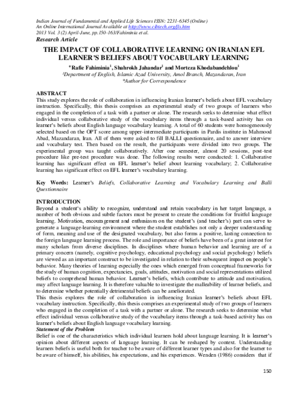 (PDF) The Impact of Collaborative Learning on Iranian Efl Learner's ...