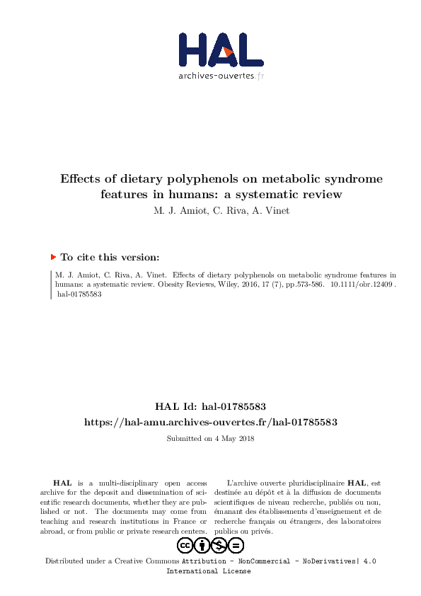 (PDF) Effects of dietary polyphenols on metabolic syndrome features in ...