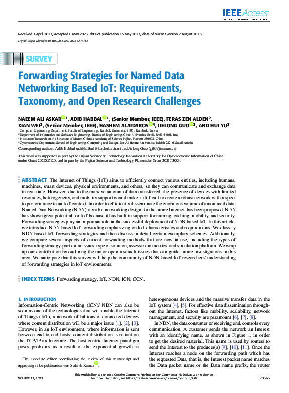 (PDF) Forwarding Strategies for Named Data Networking Based IoT ...