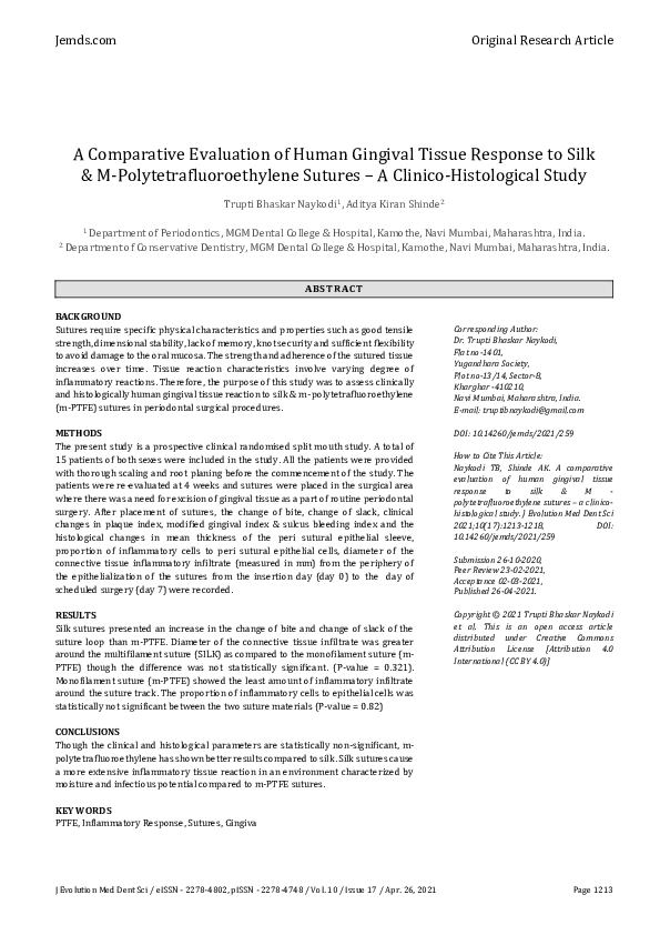 (PDF) A Comparative Evaluation of Human Gingival Tissue Response to ...