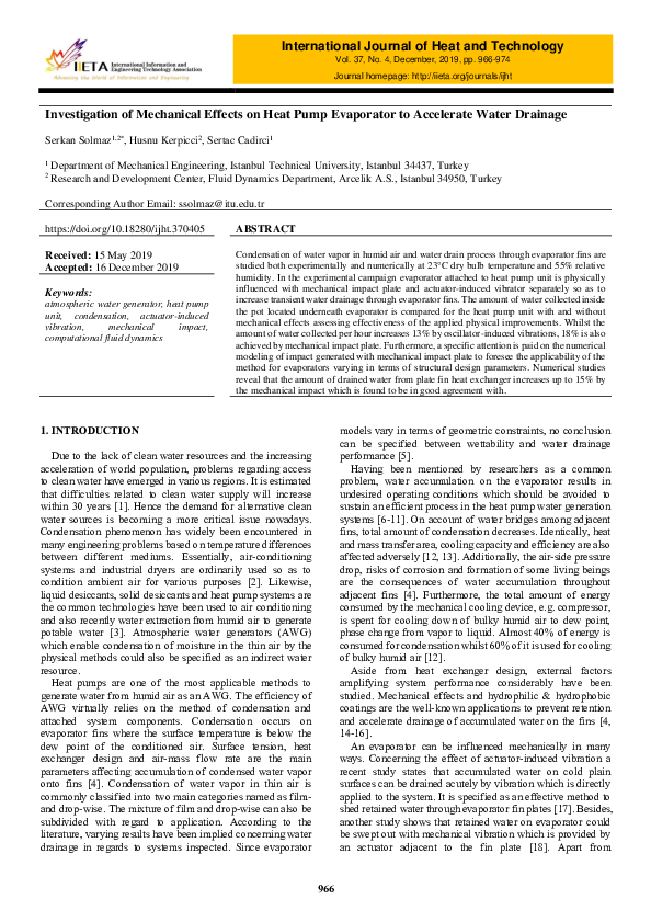 (PDF) Investigation of Mechanical Effects on Heat Pump Evaporator to ...