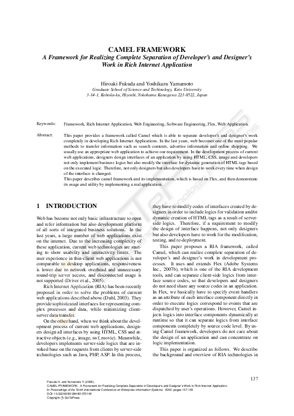 (PDF) CAMEL FRAMEWORK - A Framework for Realizing Complete Separation ...
