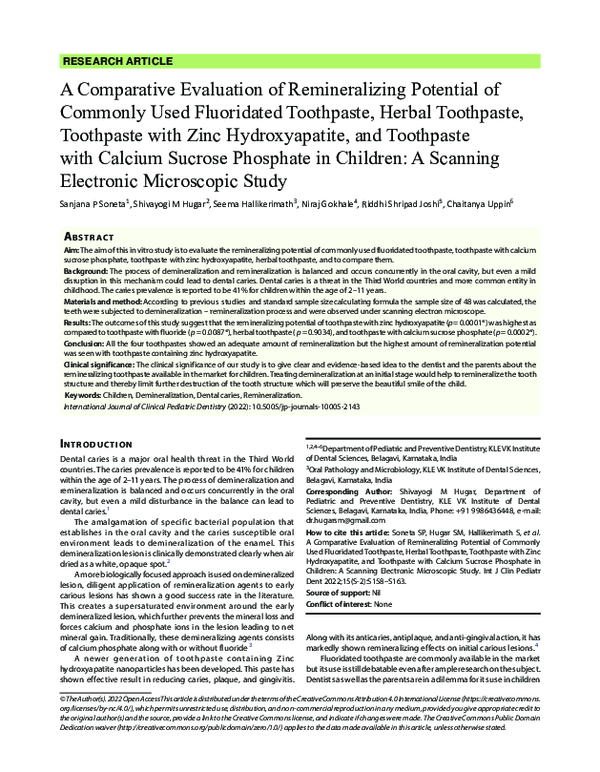 (PDF) A Comparative Evaluation of Remineralizing Potential of Commonly ...