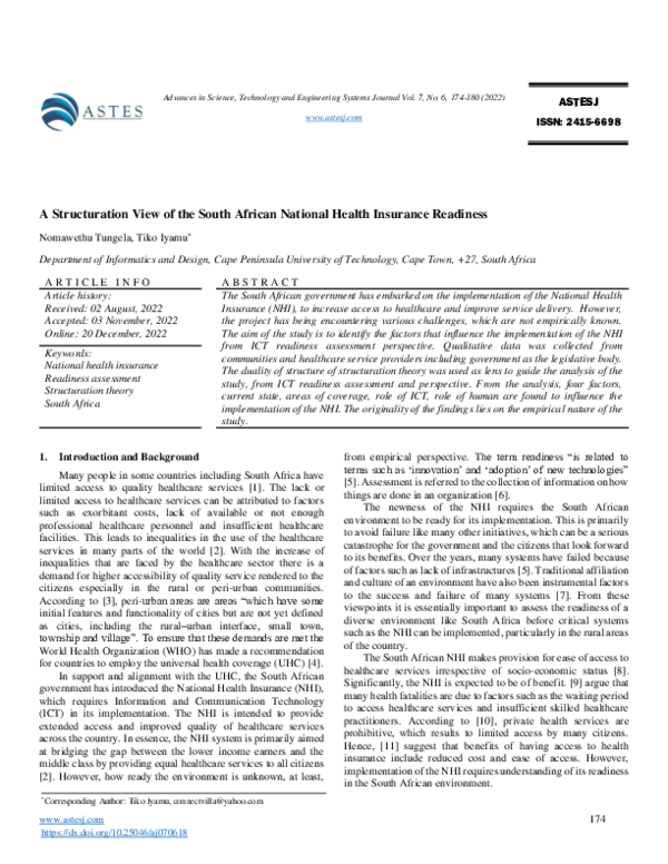 (PDF) A Structuration View of the South African National Health ...