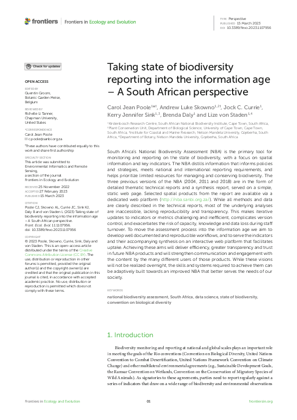 (PDF) Taking state of biodiversity reporting into the information age ...