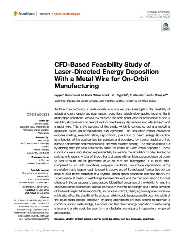 (PDF) CFD-Based Feasibility Study of Laser-Directed Energy Deposition ...