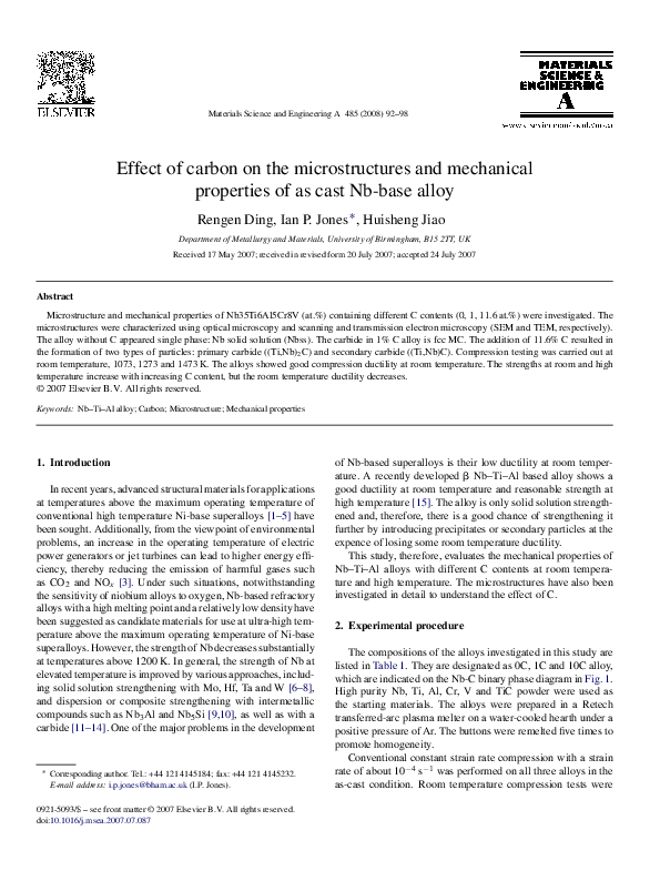 (PDF) Effect of carbon on the microstructures and mechanical properties ...