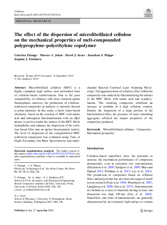 (PDF) The effect of the dispersion of microfibrillated cellulose on the ...