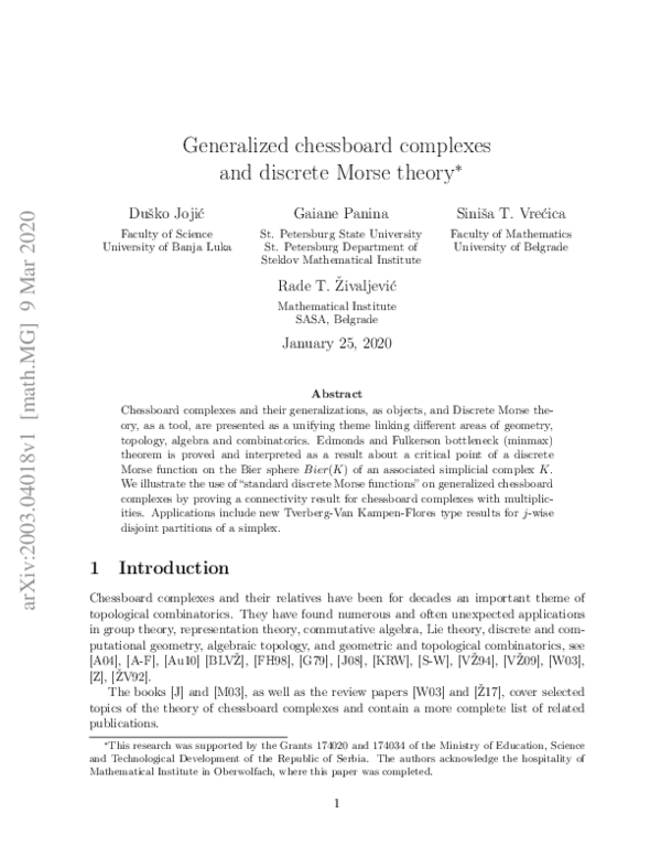 (PDF) Generalized chessboard complexes and discrete Morse theory