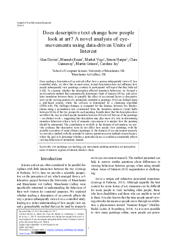 (PDF) Does descriptive text change how people look at art? A novel ...