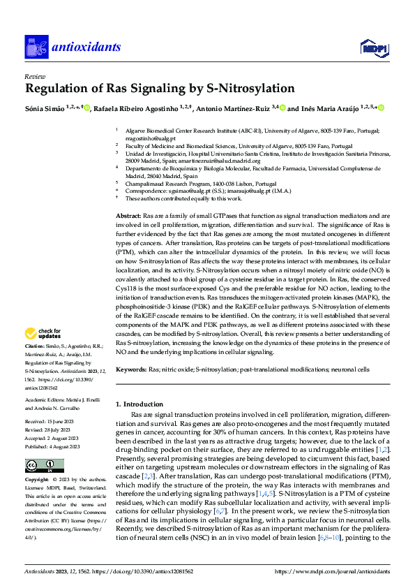 (PDF) Regulation of Ras Signaling by S-Nitrosylation
