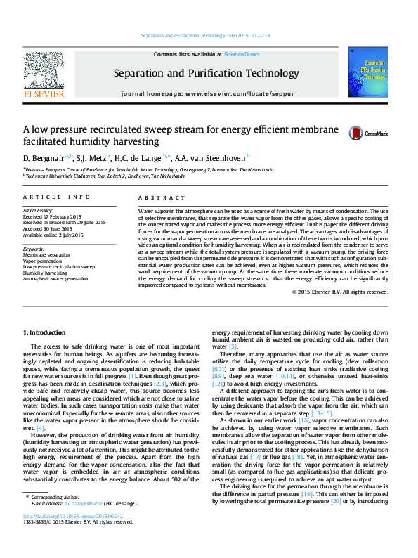 A low pressure recirculated sweep stream for energy efficient membrane facilitated humidity harvesting