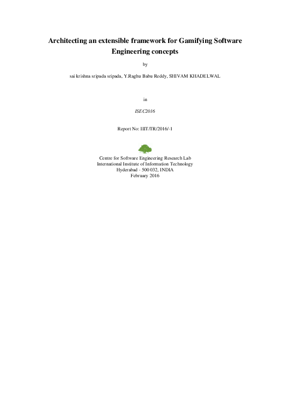 (PDF) Architecting an extensible framework for Gamifying Software ...