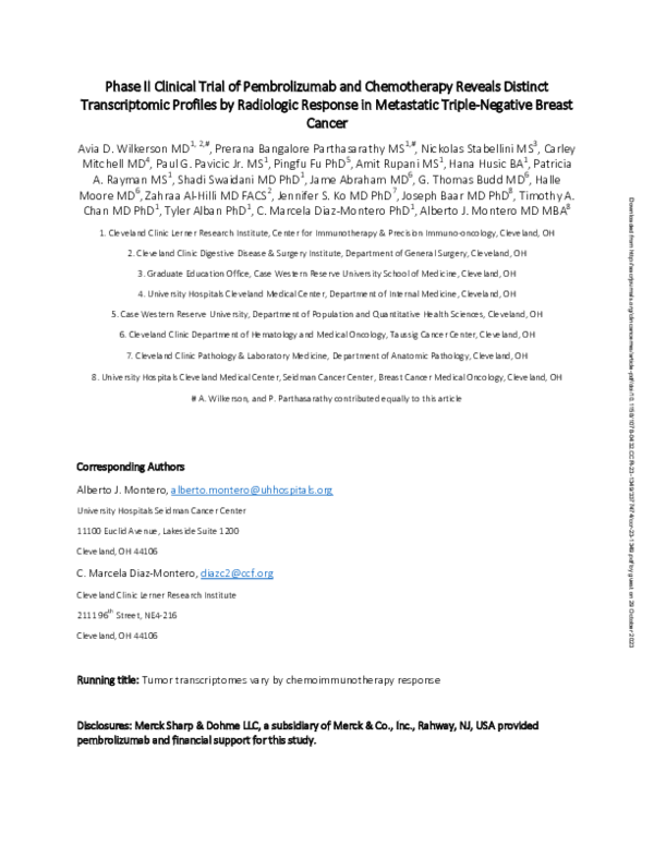 (PDF) Phase II Clinical Trial of Pembrolizumab and Chemotherapy Reveals ...