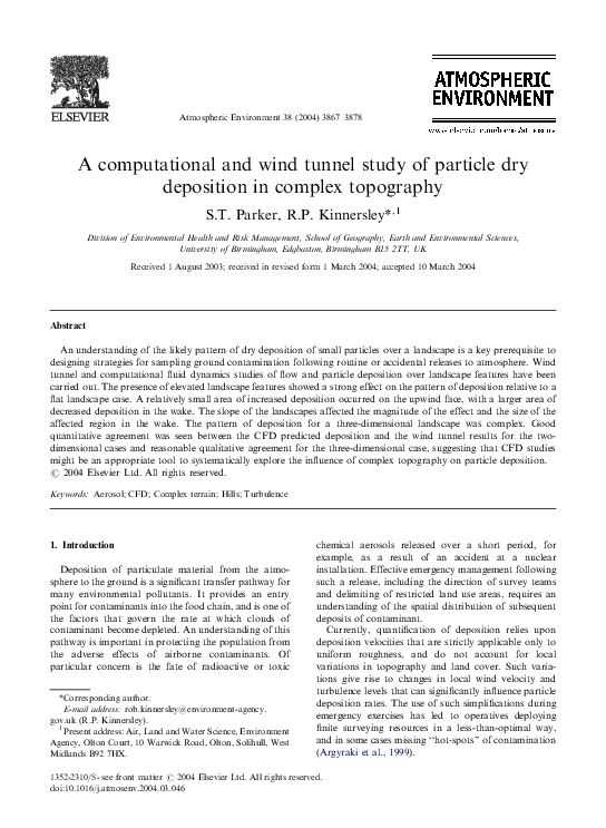 (PDF) A computational and wind tunnel study of particle dry deposition ...