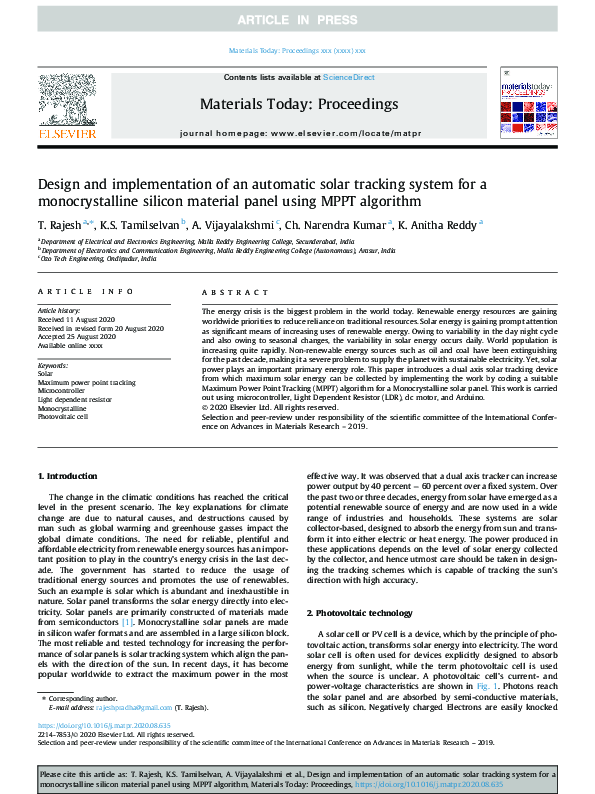 (PDF) Design and implementation of an automatic solar tracking system ...