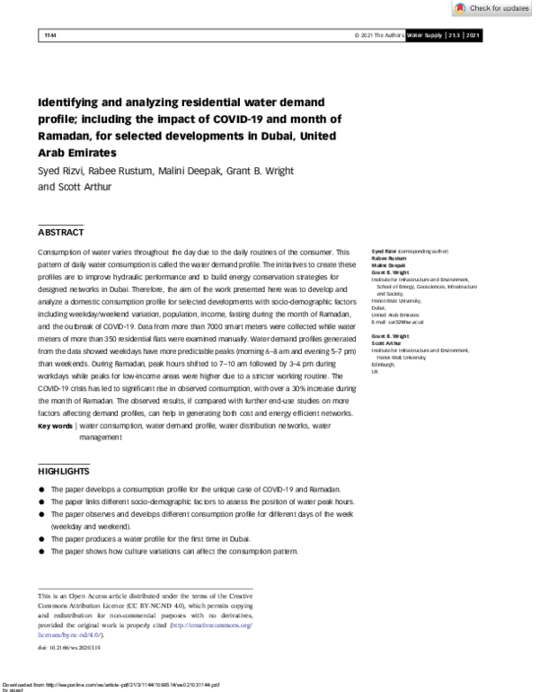 (PDF) Identifying and analyzing residential water demand profile ...