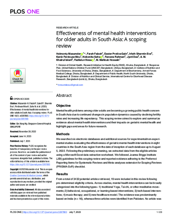 (PDF) Effectiveness of mental health interventions for older adults in ...