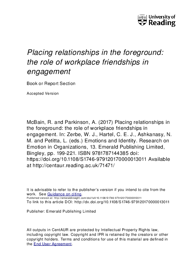 (PDF) Placing Relationships in the Foreground: The Role of Workplace ...