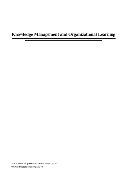 (PDF) Knowledge Management and Organizational Learning