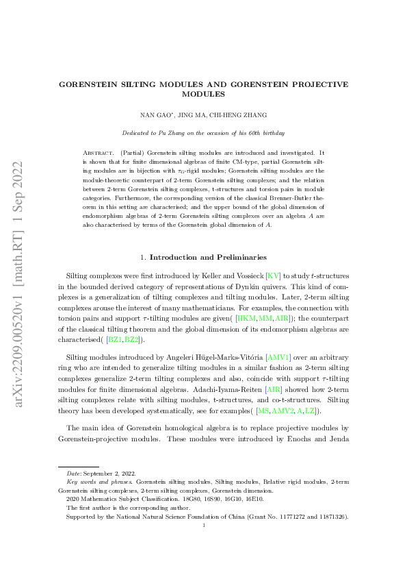 (PDF) Gorenstein silting modules and Gorenstein projective modules