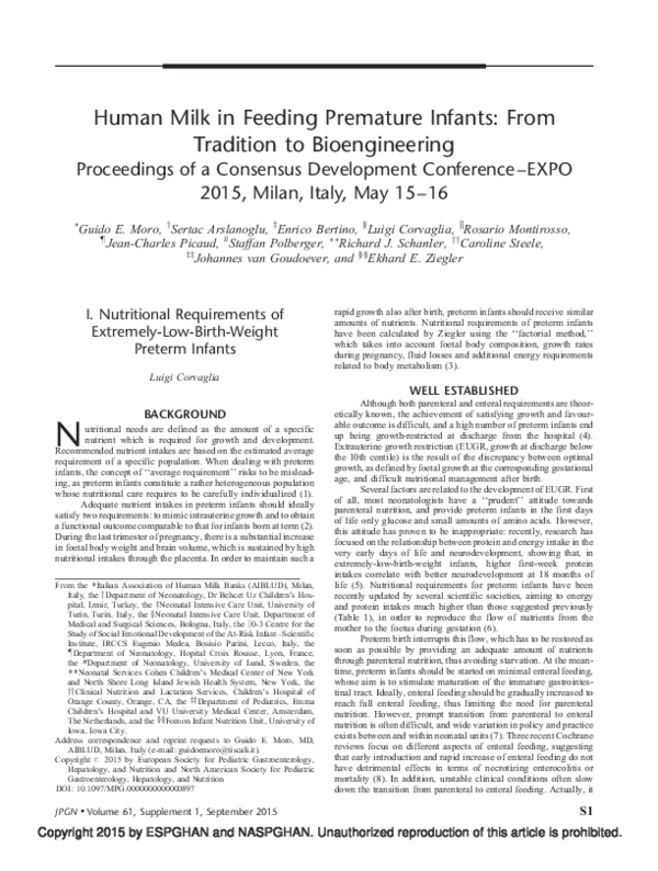 (PDF) Human Milk in Feeding Premature Infants