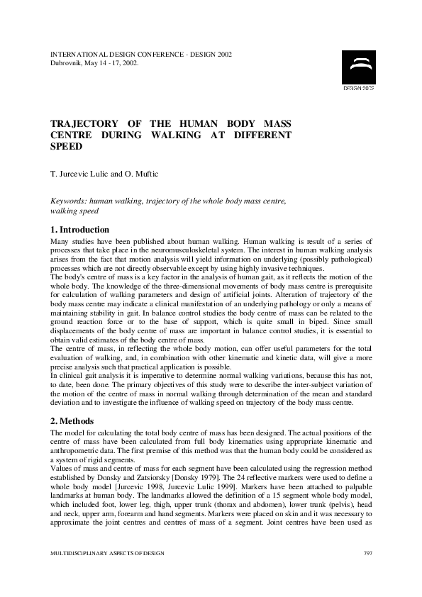 (PDF) Trajectory of the Human Body Mass Centre During Walking at ...