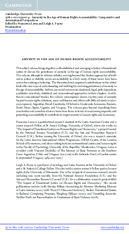 (PDF) Amnesty in the Age of Human Rights Accountability