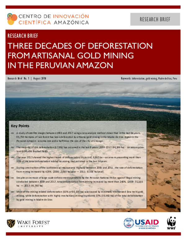 (PDF) Three Decades of Deforestation from Artisanal Gold Mining in the ...