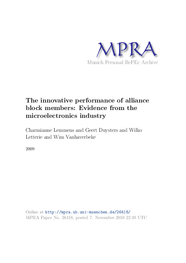 (PDF) The innovative performance of alliance block members evidence