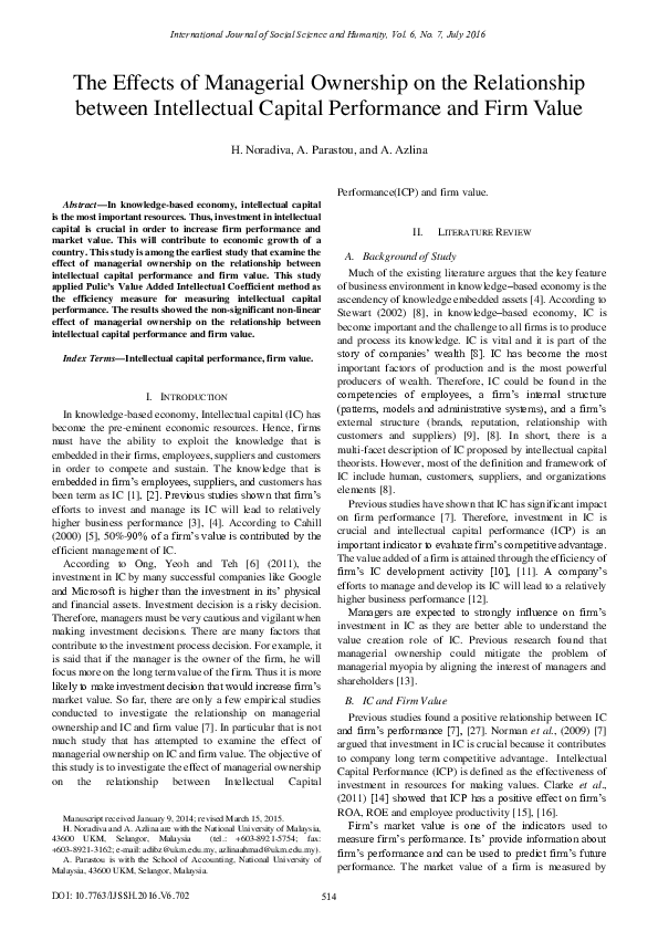 (PDF) The Effects of Managerial Ownership on the Relationship between ...