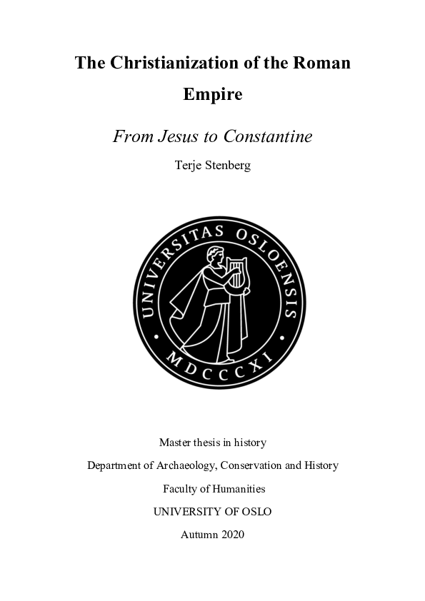 (PDF) The Christianization of the Roman Empire: From Jesus to Constantine