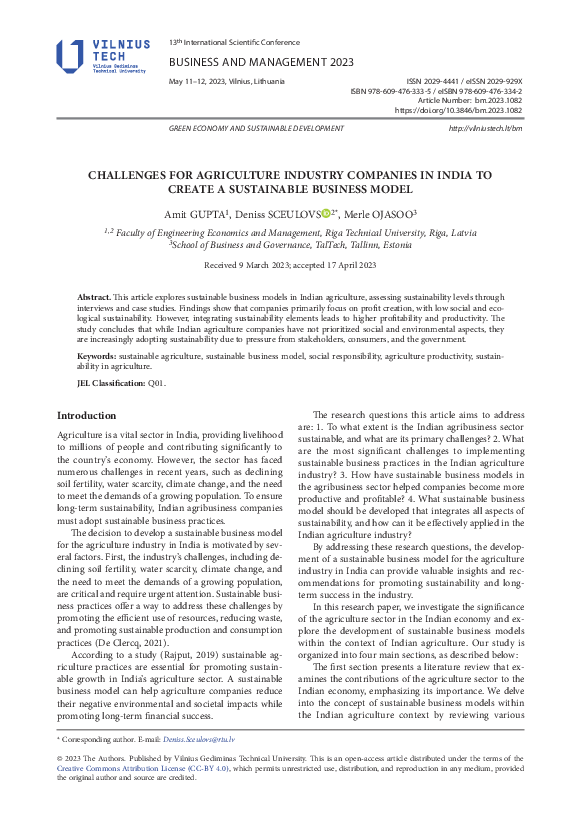 (PDF) Challenges for Agriculture Industry Companies in India to Create ...