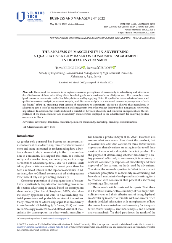 (PDF) The Analysis of Masculinity in Advertising: A Qualitative Study ...