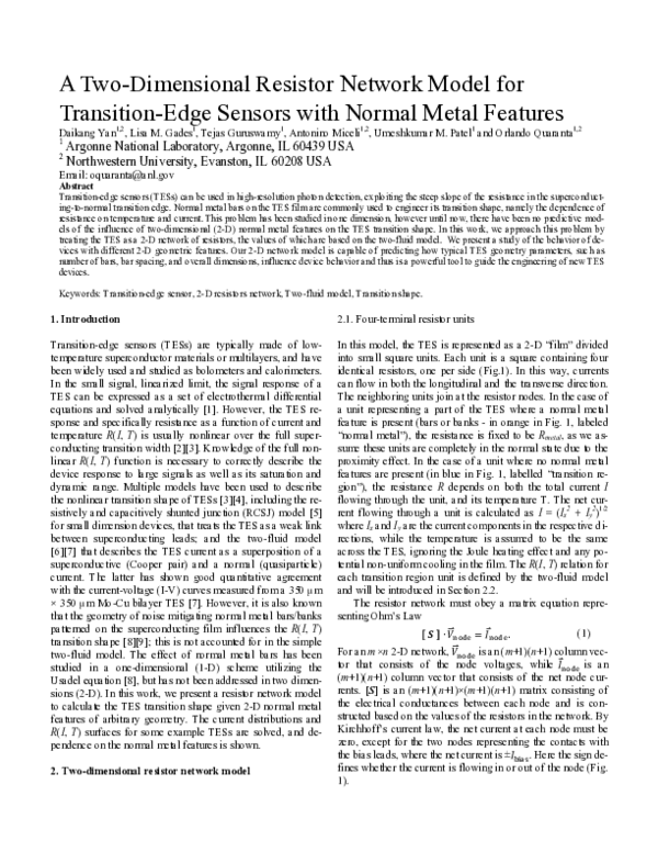 (PDF) A two-dimensional resistor network model for transition-edge ...